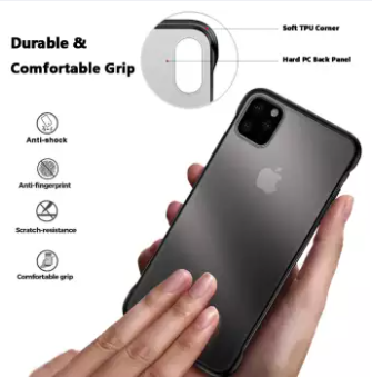 Apple iPhone 11 Translucent (Frameless) Ultra-Thin Anti Fall Hard Case Clear Matte Back Cover with Ring