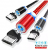 Metal Magnetic Cable X-Cable 3 IN 1 Fast Charging Micro USB Cable Type C Magnet Charger iPhone