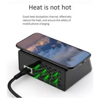 100W Multi USB Fast Charger 8 Port USB LCD Quick Charge 3.0 PD 30W 10W Wireless Smart Charging for Phone EU Plug
