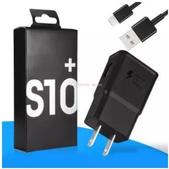 Fast Charger S10 / S10 Plus / S10e Fast Charger & USB-C Cable Black - Travel Wall USB Type-C Charging