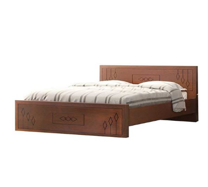 Oak Veneer Processed Wood Double Bed MF-W-BDH-001