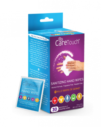Care Touch Hand Sanitizing Wipes | 30 Individually Wrapped Antiseptic Wipes | For Home, Travel, and Office Use