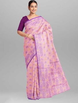 Cotton Jamdani Design Light Pink Saree with Blouse Piece - SRH262