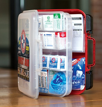 First Aid Kit Hard Red Case 326 Pieces Exceeds OSHA and ANSI Guidelines 100 People - Office, Home, Car, School, Emergency, Survival, Camping, Hunting,