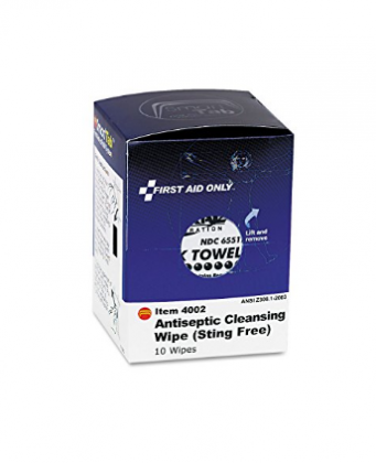 First Aid Only, Inc FAE4002 Antiseptic Cleansing Wipes, 10/Box
