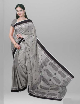 Handloom Chameli Black & Silver Par Saree - SRH17