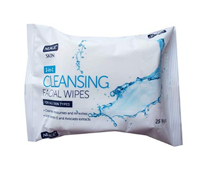 Nuage 3 in 1 Cleansing Facial Wipes, cleanse, moisturizer and refreshes with vitamin E, suitable for all skin - 2 x 25 Pack