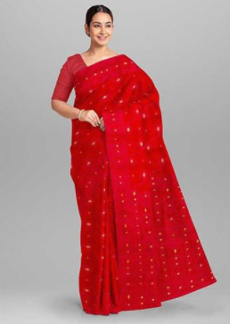 Red Curving Work Jamdani Design Tangail Saree - SSE03