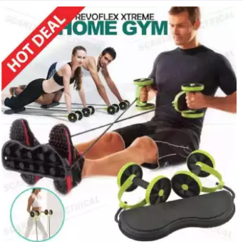 Revoflex Xtreme Double Wheels Ab Roller Pull Rope Abdominal Waist Slimming Exercise
