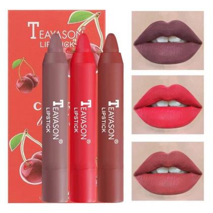 TEAYASON 3 Pcs/set Cute Fruit Matte Lipstick