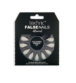 Technic False Nails With Glue - Almond Coloured French Tip - 24 Pcs