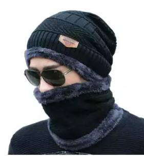 UGLY FISH Cap Winter Hat And Neck Warmer For Men Knit Hat Skullies Beanies