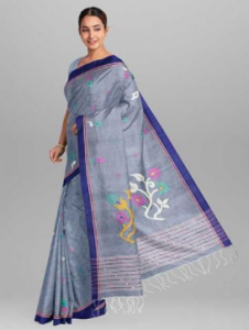 Handloom & Handwork Jamdani Design Cotton Saree - SI06