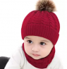 2PCS Toddler Baby Knit Hat Scarf Winter Warm Beanie Cap with Circle Loop Scarf Neckwarmer