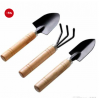 3 Pcs Mini Garden Tool Set Gardening Shovels + Claw + Rake With Wooden Handles Metal