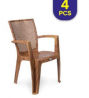 Akij KOZY Emperor Arm Chair Breezy Sandle Wood 6058 - 4 Pieces
