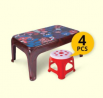 Akij Titbit Center Rectangular Table with 4 Pieces Spears Medium Stool 13576 - 7105