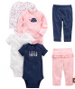 Simple Joys By Carter's Girls' 6-Piece Bodysuits (Short And Long Sleeve) And Pants Set