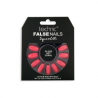 Technic False Nails With Glue - Squareletto Gloss Hot Coral - 24 Pcs