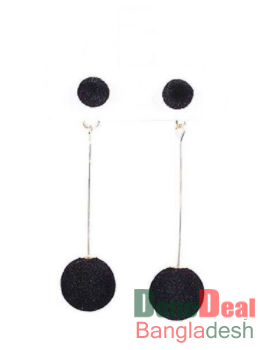 Black Color Pom Pom Long Earring – HT200