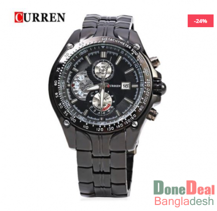 Curren 8083 Black Stainless Steel Watch for Men
