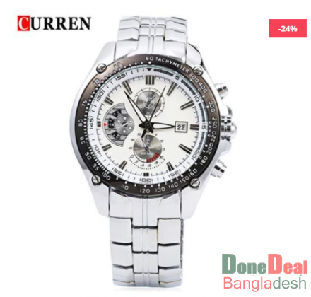 Curren 8083 Silver White Stainless Steel Watch for Men