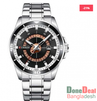 CURREN 8359 Quartz Sports Stainless Steel Watch for Men – Silver Black