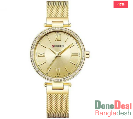 CURREN 9011 Mesh Stainless Steel Watch for Women – Gold