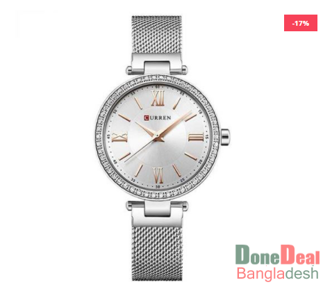CURREN 9011 Mesh Stainless Steel Watch for Women - Silver