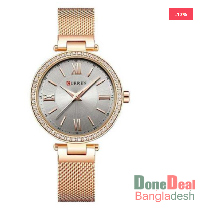 CURREN 9011 Mesh Stainless Steel Watch for Women – Rose Grey