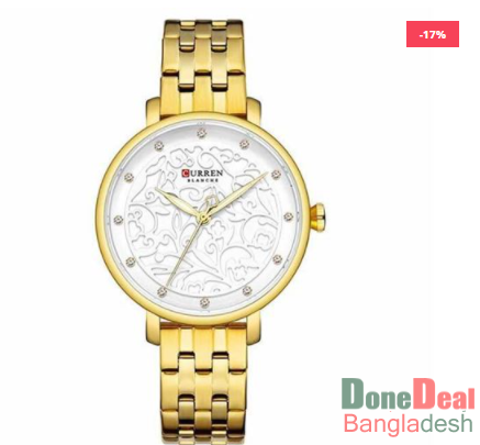 CURREN 9046 Stainless Steel Watch for Women – Gold White