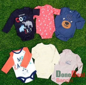 Full Sleeve Cotton Baby Romper - 6 Pieces Set BKF