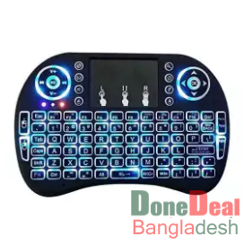 i8-B Wireless Backlit Mini Keyboard With Touch-pad RGB Keyboard- Black
