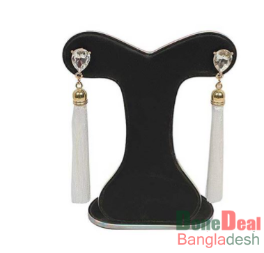Long White Color Tassel Earring for Women – HT0147