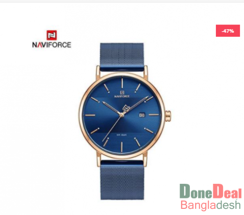 NAVIFORCE Stainless Steel Ladies Watch (Rose Gold-Blue) - NF3008