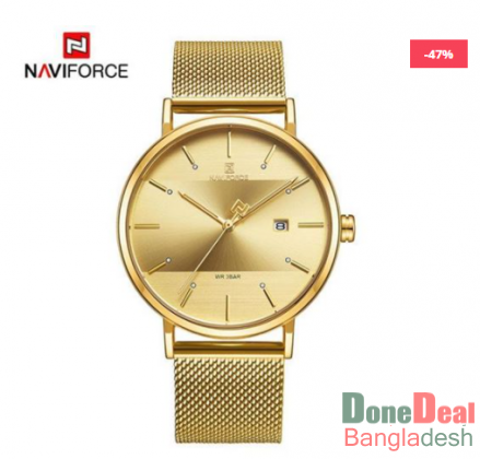NAVIFORCE Stainless Steel Watch for Men (Gold) - NF3008