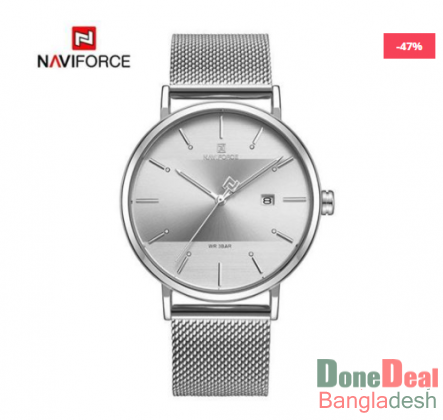 NAVIFORCE Stainless Steel Watch for Men (Silver-White) - NF3008