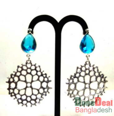Silver Earring with Sky Color Stone - TR668