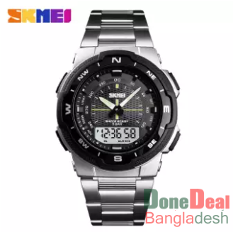 SKMEI Fashion Sport Casual Stainless Steel Dual Display Waterproof Digital Watch For Men 1370 Brand Name:SKMEI 1370
