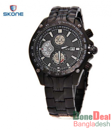 SKONE Stainless Steel Quartz Wristwatch for Men