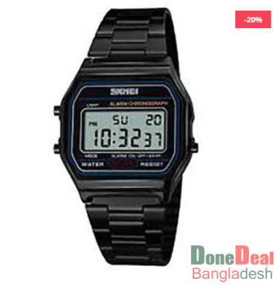 Stainless Steel Digital Wristwatch for Men - 1123BL