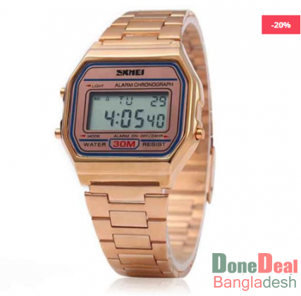 Stainless Steel Digital Wristwatch for Men - 1123RG