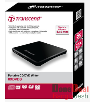 Transcend CD/DVD Writer 24x Portable Ultra-Slim TS8XDVDS-K