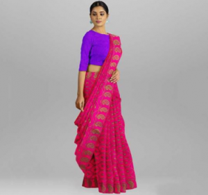 Amm Par Jamdani Design Half Silk Tangail Saree - SHV09