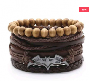 Brown Leather Batman Bracelet - B112