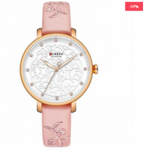 Dining SetCURREN 9046 Leather Watch for Women - Pink