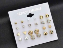 12 Pair Earrings Set for Women - Gold
