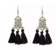 Black Color Tassel Earrings - E138