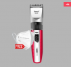 Kemei KM-260 Electric Chargeable Hair Clipper & Trimmer Red & Silver (KN95 Mask Free)