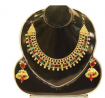 Multi Stone Pearl Work Gold Plated Jewelry Set (BK 21)